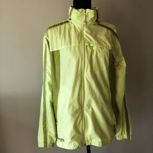 Women’s Columbia XCO Lime Green Two Tone Packable Windbreaker Jacket size L